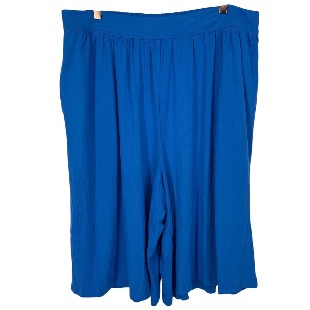 Anthropologie Celandine Pull On Wide Leg Gaucho Pants Royal Blue Size XL Beach